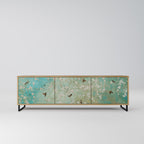 BLOOMING CHARM 3-Door TV Stand in Oak Effect