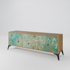 BLOOMING CHARM 3-Door TV Stand in Oak Effect