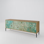 BLOOMING CHARM 3-Door TV Stand in Oak Effect