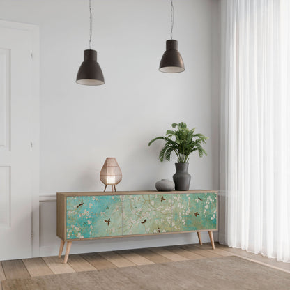 BLOOMING CHARM TV-bänk med 3 dörrar i ekeffekt