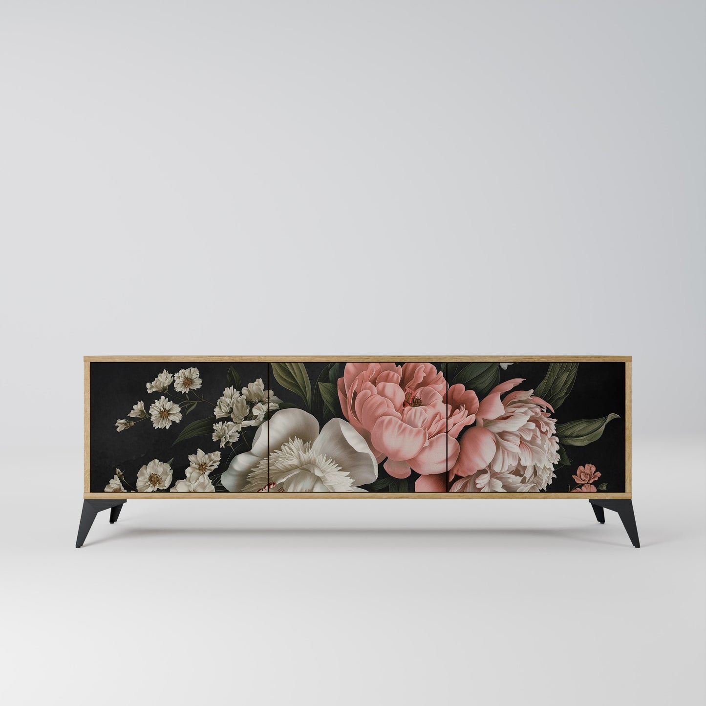 LUSH ELEGANCE TV-bänk med 3 dörrar i ekeffekt