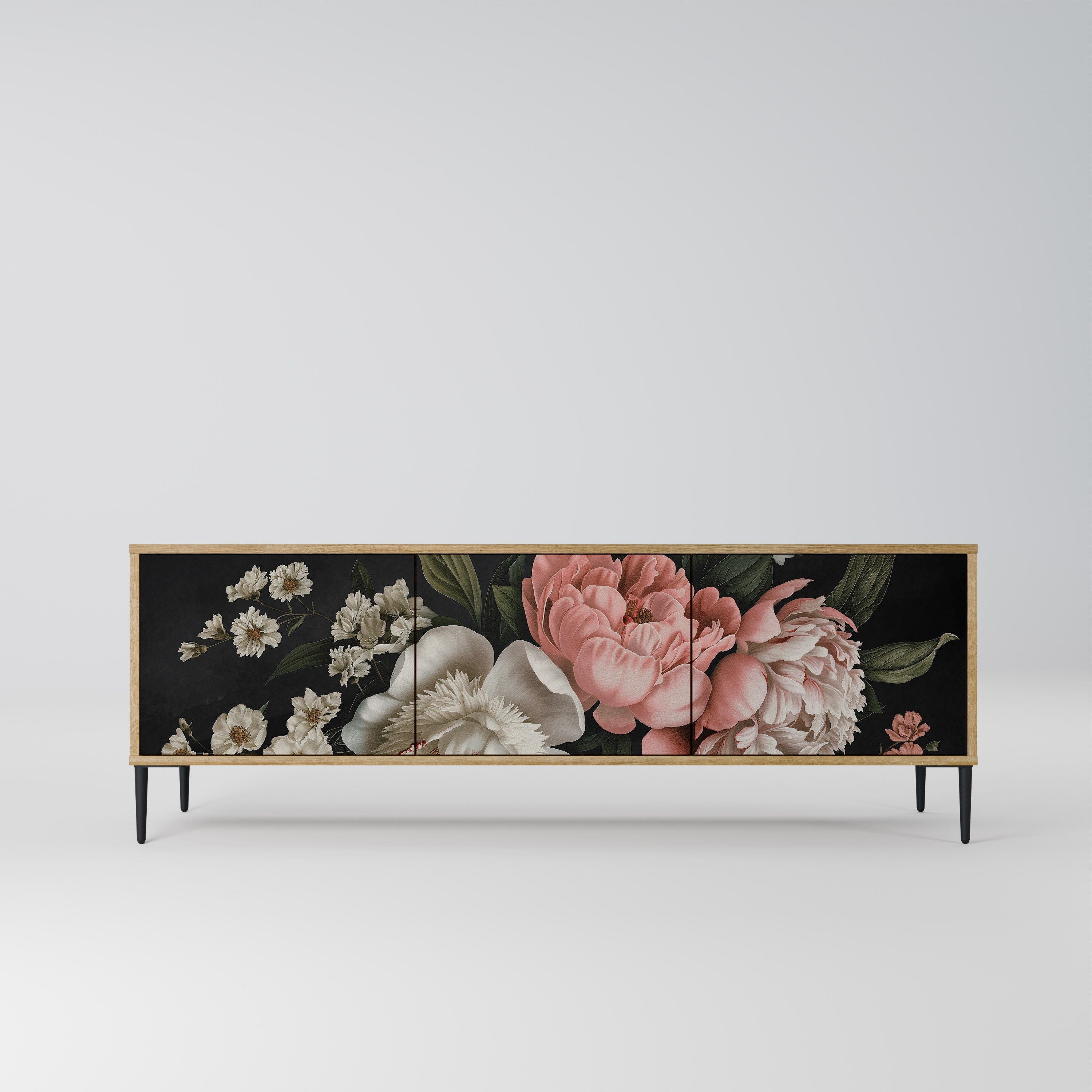 LUSH ELEGANCE TV-bänk med 3 dörrar i ekeffekt