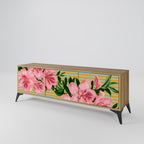 FRAGILE BEAUTY TV-bänk med 3 dörrar i ekeffekt