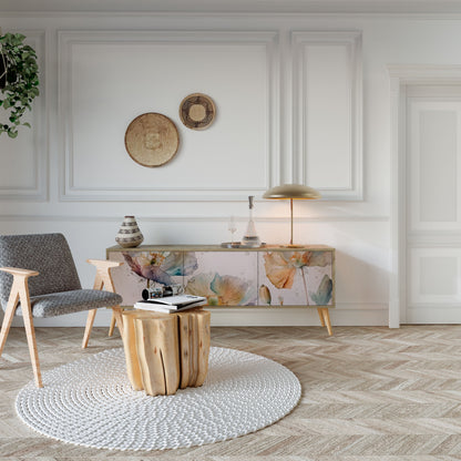 SOFTEN POPPY TV-bänk med 3 dörrar i ekeffekt