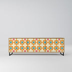 FLORAL DECOR 3-Door TV Stand in Oak Effect