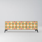 FLORAL DECOR 3-Door TV Stand in Oak Effect