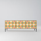 FLORAL DECOR 3-Door TV Stand in Oak Effect