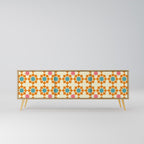 FLORAL DECOR 3-Door TV Stand in Oak Effect