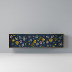 FLOWERS ON NAVY BLUE 3-Door TV Stand in Oak Effect