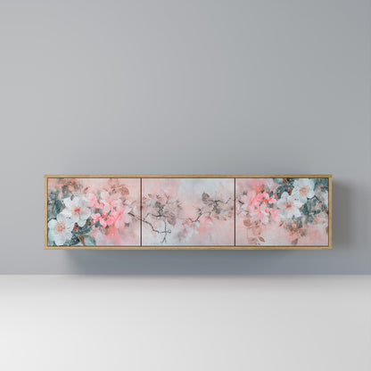 CHERRY BLOSSOM TV-bänk med 3 dörrar i ekeffekt
