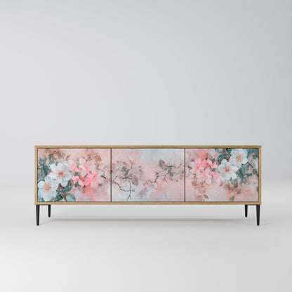 CHERRY BLOSSOM TV-bänk med 3 dörrar i ekeffekt