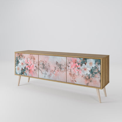 CHERRY BLOSSOM TV-bänk med 3 dörrar i ekeffekt