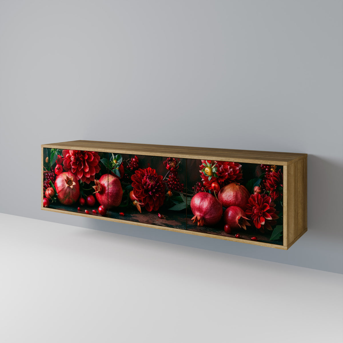 DAHLIAS AND POMEGRANATES TV-bänk med 3 dörrar
