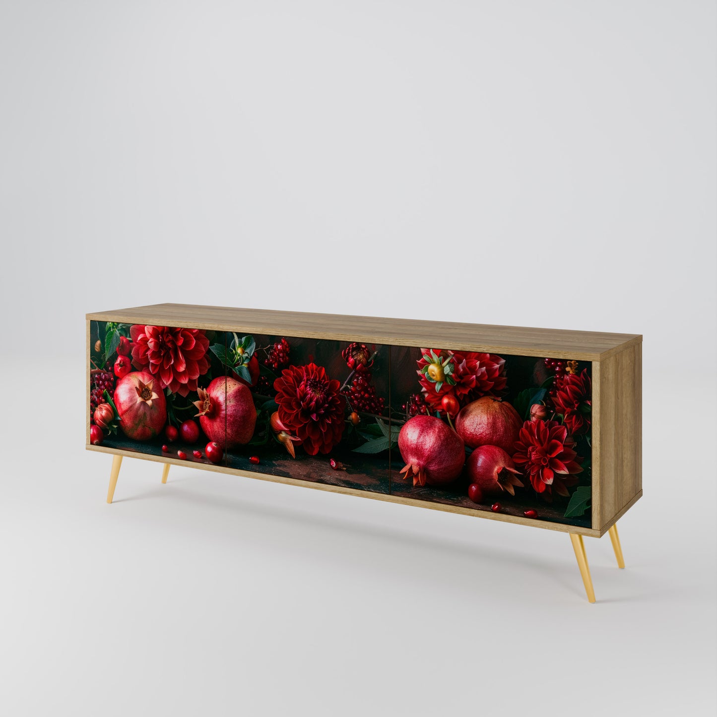 DAHLIAS AND POMEGRANATES TV-bänk med 3 dörrar