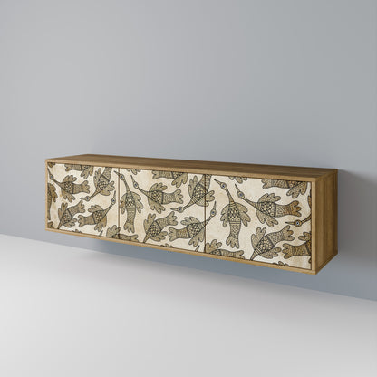 ALMONDINE SONGBIRD 3-Door TV Stand in Oak Effect
