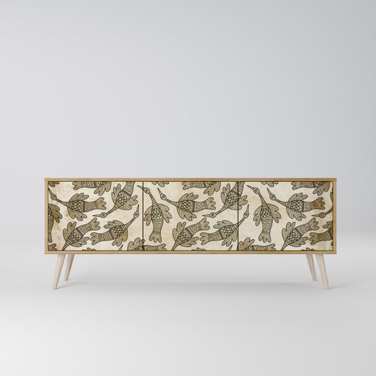 ALMONDINE SONGBIRD 3-Door TV Stand in Oak Effect