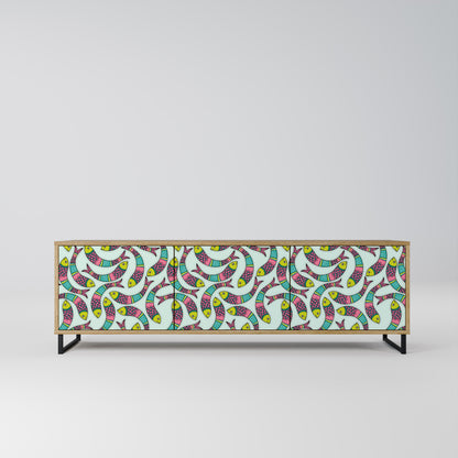 INDIAN FISH 3-Door TV Stand in Oak Effect
