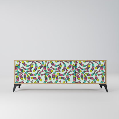 INDIAN FISH 3-Door TV Stand in Oak Effect