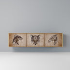 STEAMPUNK CLAN 3-Door TV Stand in Oak Effect