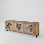 STEAMPUNK CLAN 3-Door TV Stand in Oak Effect