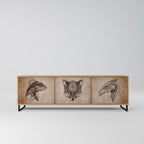 STEAMPUNK CLAN 3-Door TV Stand in Oak Effect