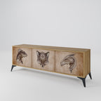 STEAMPUNK CLAN 3-Door TV Stand in Oak Effect