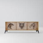 STEAMPUNK CLAN 3-Door TV Stand in Oak Effect