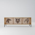 STEAMPUNK CLAN 3-Door TV Stand in Oak Effect