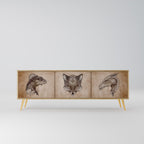 STEAMPUNK CLAN 3-Door TV Stand in Oak Effect