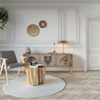 STEAMPUNK CLAN 3-Door TV Stand in Oak Effect