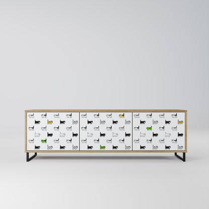 CATS COMPILATION 3-Door TV Stand in Oak Effect