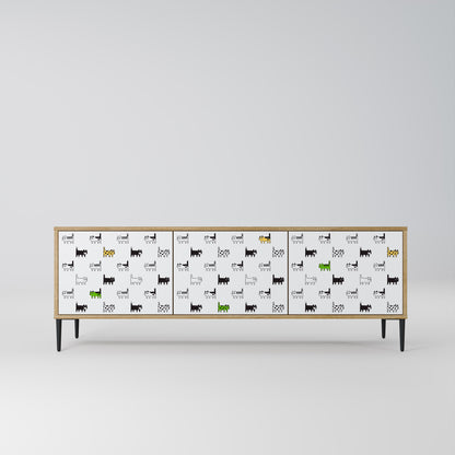 CATS COMPILATION 3-Door TV Stand in Oak Effect