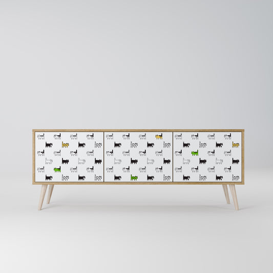 CATS COMPILATION 3-Door TV Stand in Oak Effect