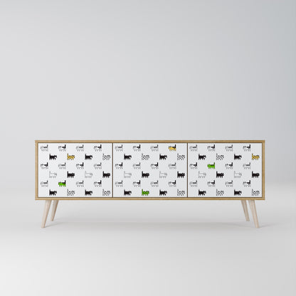 CATS COMPILATION 3-Door TV Stand in Oak Effect