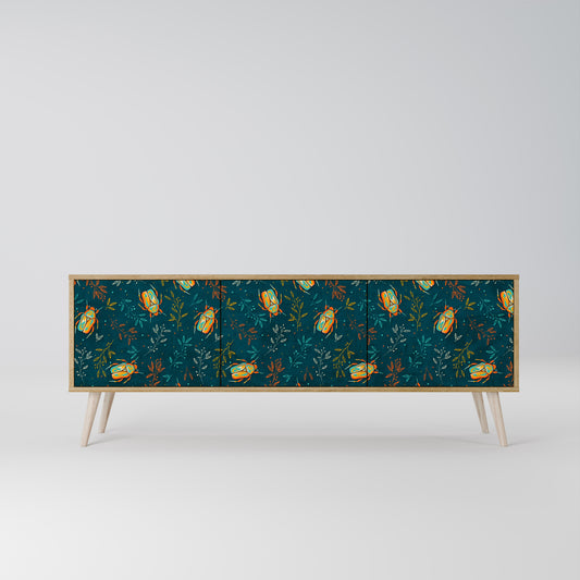 AUTUMN INSECTS 3-Door TV Stand in Oak Effect