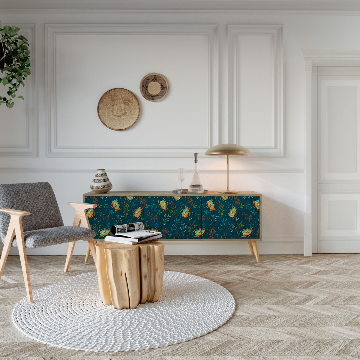 AUTUMN INSECTS TV-bänk med 3 dörrar