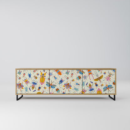 COLORFUL INSECTS 3-Door TV Stand in Oak Effect