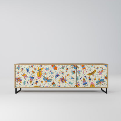 COLORFUL INSECTS 3-Door TV Stand in Oak Effect