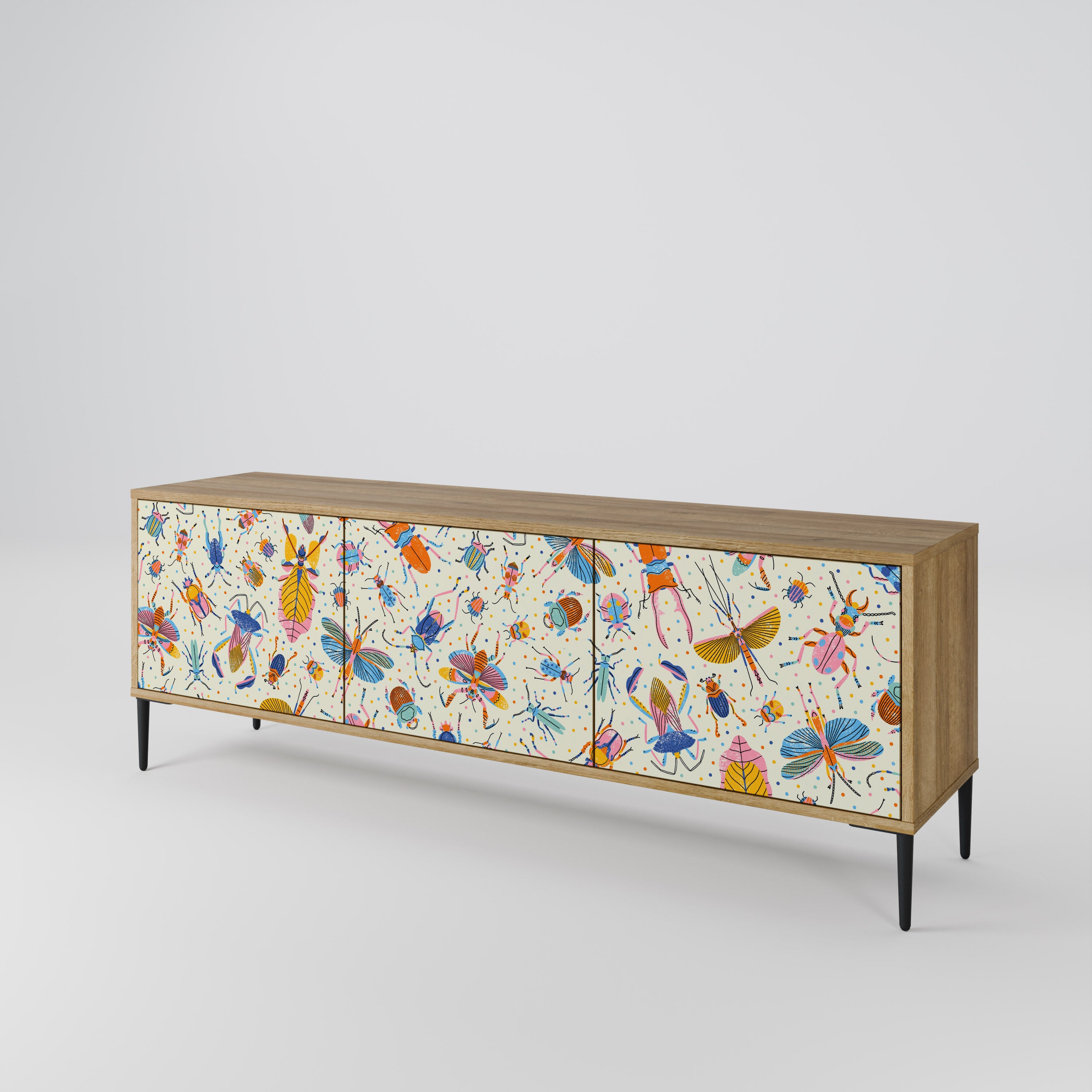 COLORFUL INSECTS 3-Door TV Cabinet