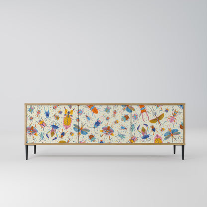 COLORFUL INSECTS 3-Door TV Stand in Oak Effect