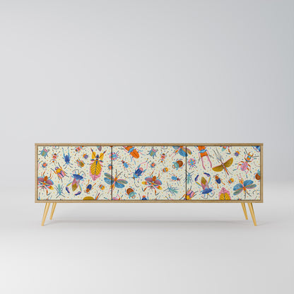 COLORFUL INSECTS 3-Door TV Stand in Oak Effect