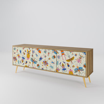 COLORFUL INSECTS 3-Door TV Stand in Oak Effect