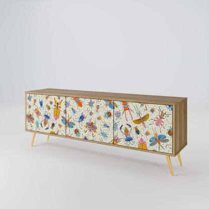 COLORFUL INSECTS 3-Door TV Stand in Oak Effect