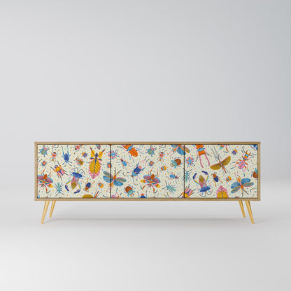 COLORFUL INSECTS 3-Door TV Stand in Oak Effect
