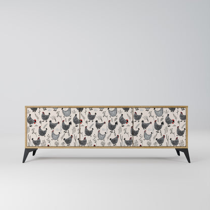 HAPPY HENS 3-Door TV Stand in Oak Effect
