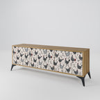 HAPPY HENS 3-Door TV Stand in Oak Effect