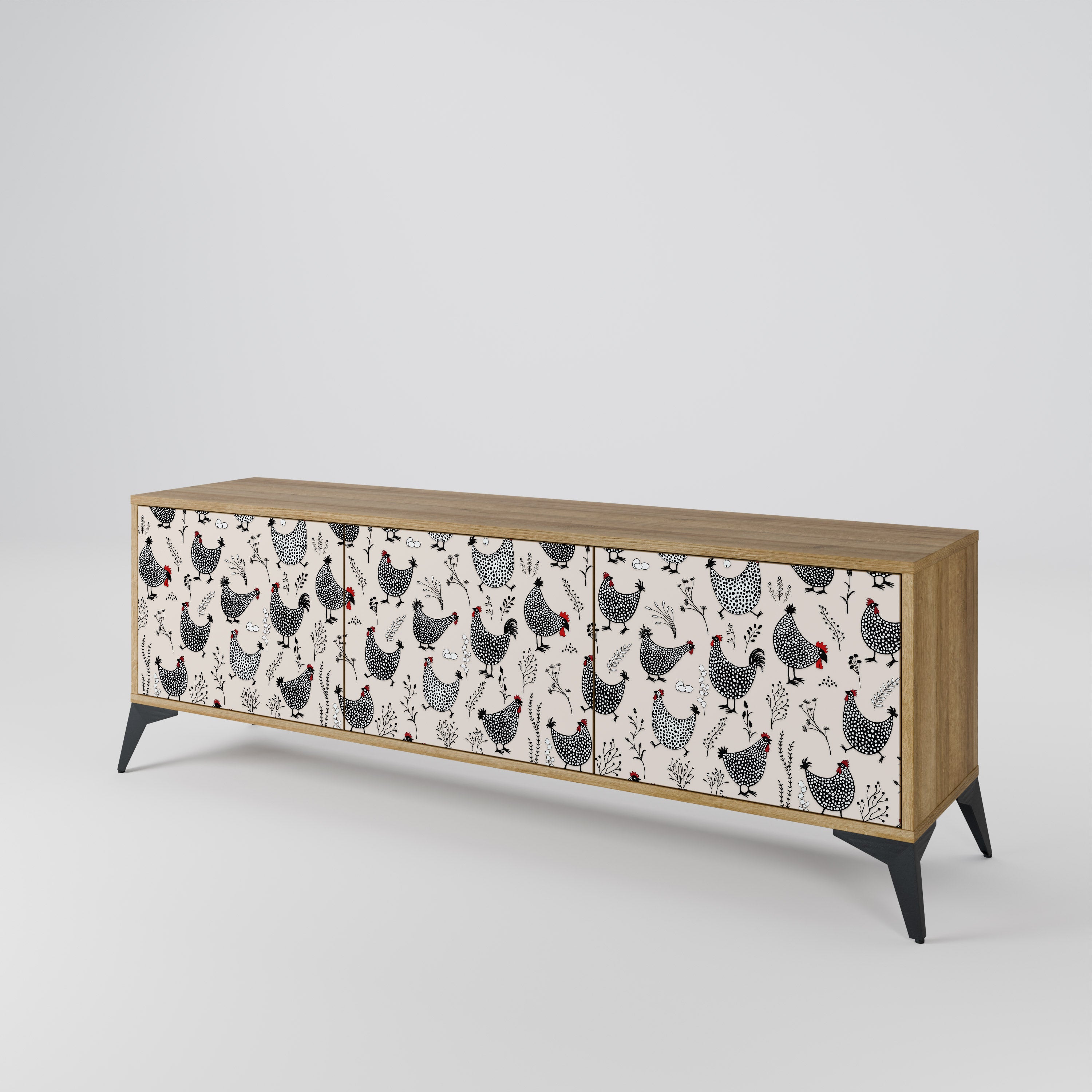 HAPPY HENS 3-Door TV Cabinet