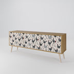 HAPPY HENS 3-Door TV Stand in Oak Effect