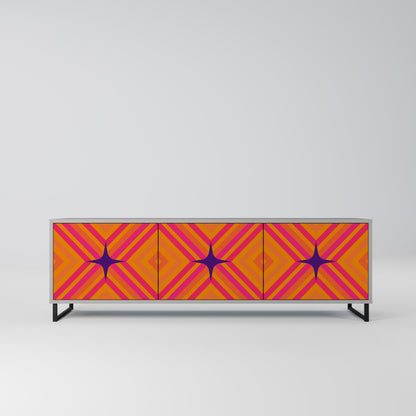 GEOMETRIC BRILLIANCE 3-dörrars TV-bänk i grå finish