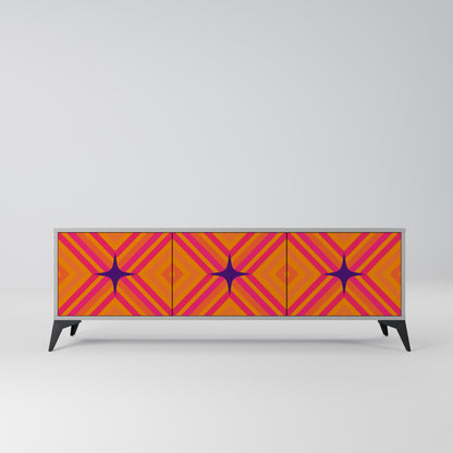 GEOMETRIC BRILLIANCE 3-dörrars TV-bänk i grå finish